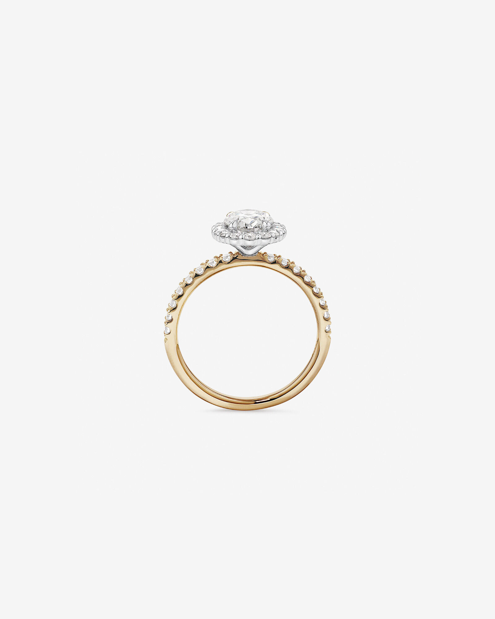Bague de fiançailles ovale TW de 1,78 carat en or jaune et blanc 14 carats