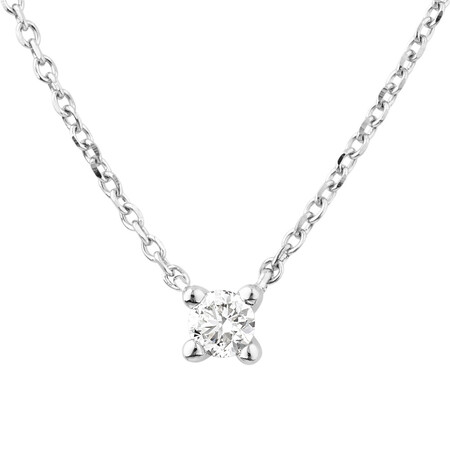 Mini Solitaire Necklace with Diamonds in 10kt White Gold Mini Solitaire Necklace with Diamonds in 10kt White Gold