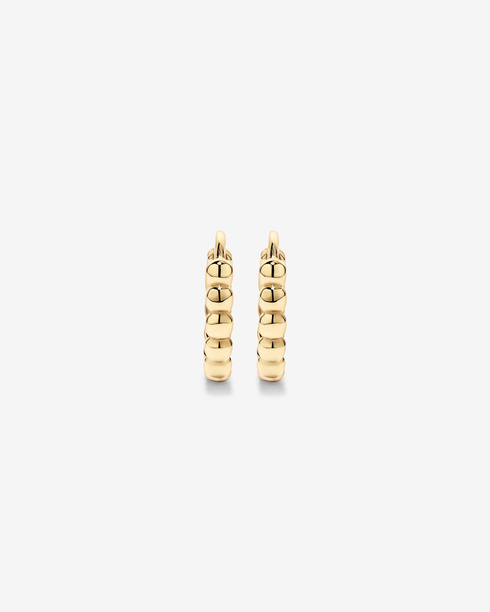 12mm Beaded Huggie Earrings in 10kt Yellow Gold