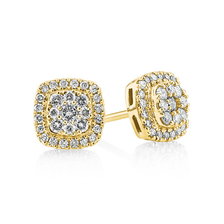 Cluster Stud Earrings with 0.50 Carat TW of Diamonds in 10kt Yellow Gold Cluster Stud Earrings with 0.50 Carat TW of Diamonds in 10kt Yellow Gold