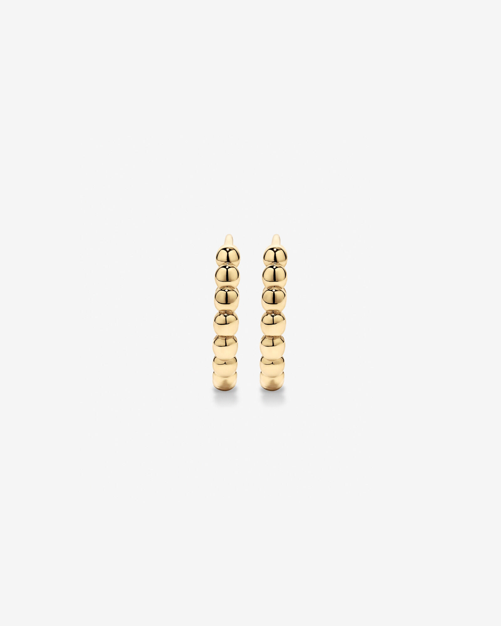 13.5mm Beaded Huggie Earrings in 10kt Yellow Gold
