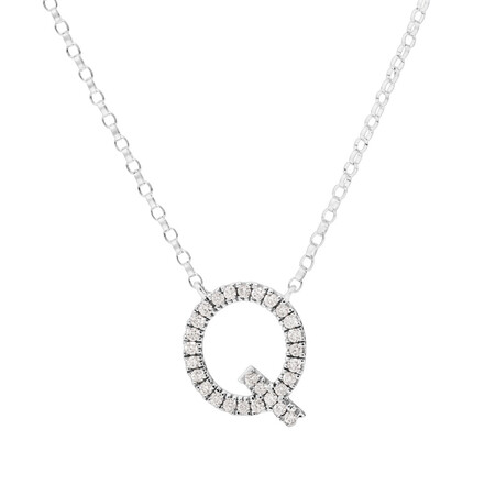 "Q" Initial necklace with 0.10 Carat TW of Diamonds in 10kt White Gold "Q" Initial necklace with 0.10 Carat TW of Diamonds in 10kt White Gold