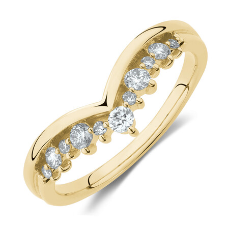 Chevron Ring with 1/4 Carat TW of Diamonds in 10kt Yellow Gold Chevron Ring with 1/4 Carat TW of Diamonds in 10kt Yellow Gold