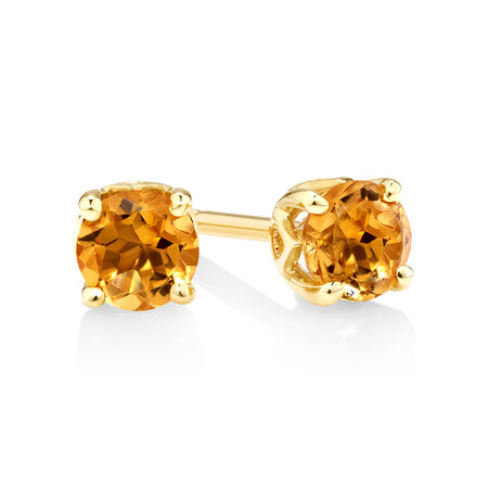 Stud Earrings with Citrine in 10kt Yellow Gold Stud Earrings with Citrine in 10kt Yellow Gold