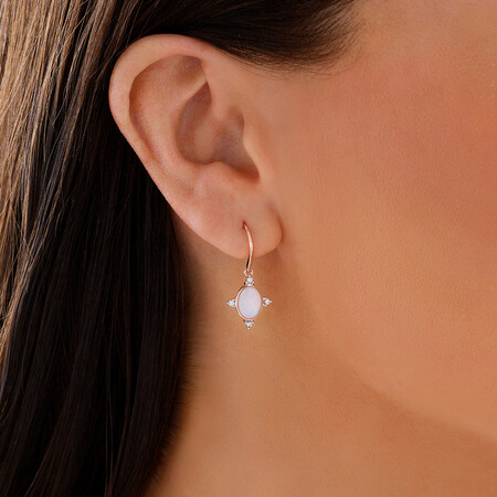 Hook Earrings with Opal and 0.10 Carat TW of Diamonds in 10kt Rose Gold Hook Earrings with Opal and 0.10 Carat TW of Diamonds in 10kt Rose Gold