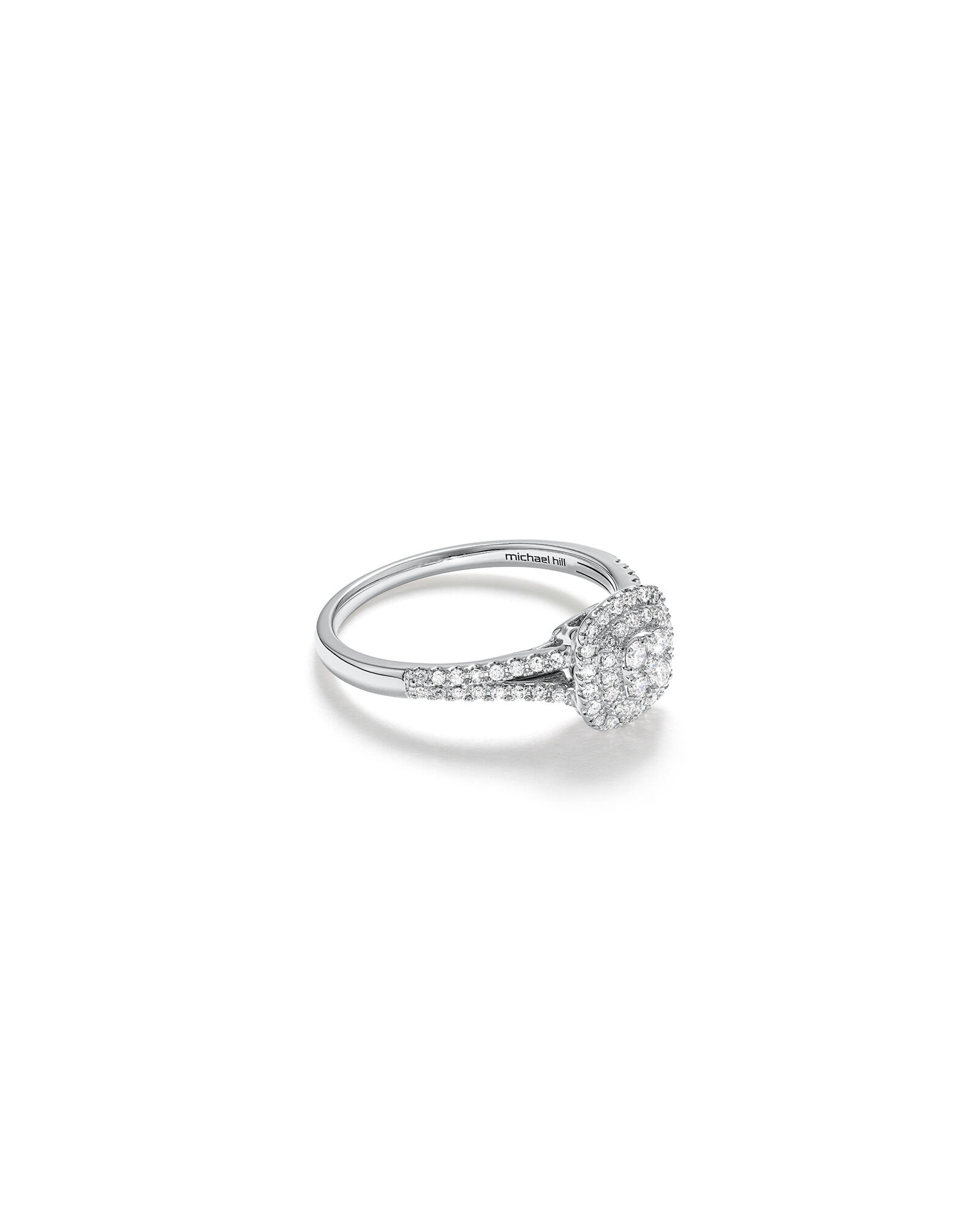 0.30 Carat TW Cushion Cluster Halo Diamond Ring in 10kt White Gold
