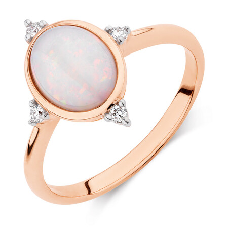 Opal Compass Ring with Diamonds in 10kt Rose Gold Opal Compass Ring with Diamonds in 10kt Rose Gold
