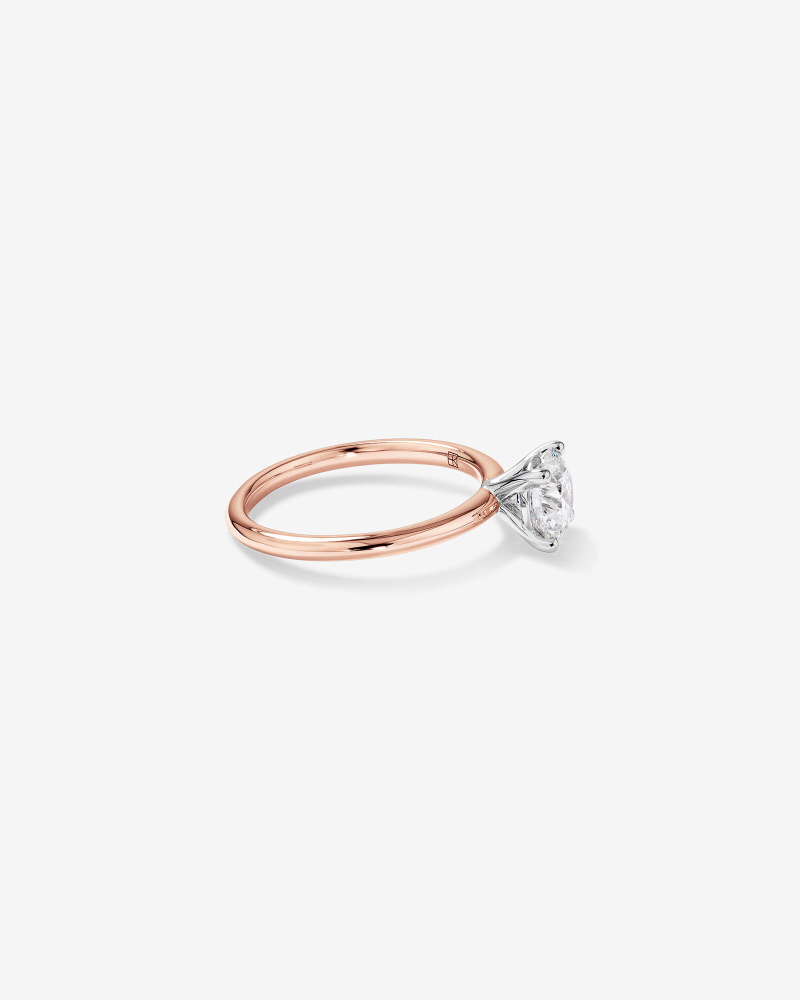 Bague de fiançailles solitaire ronde en diamants brillants de laboratoire TW de 1,25 carat en or rose et blanc 14 carats