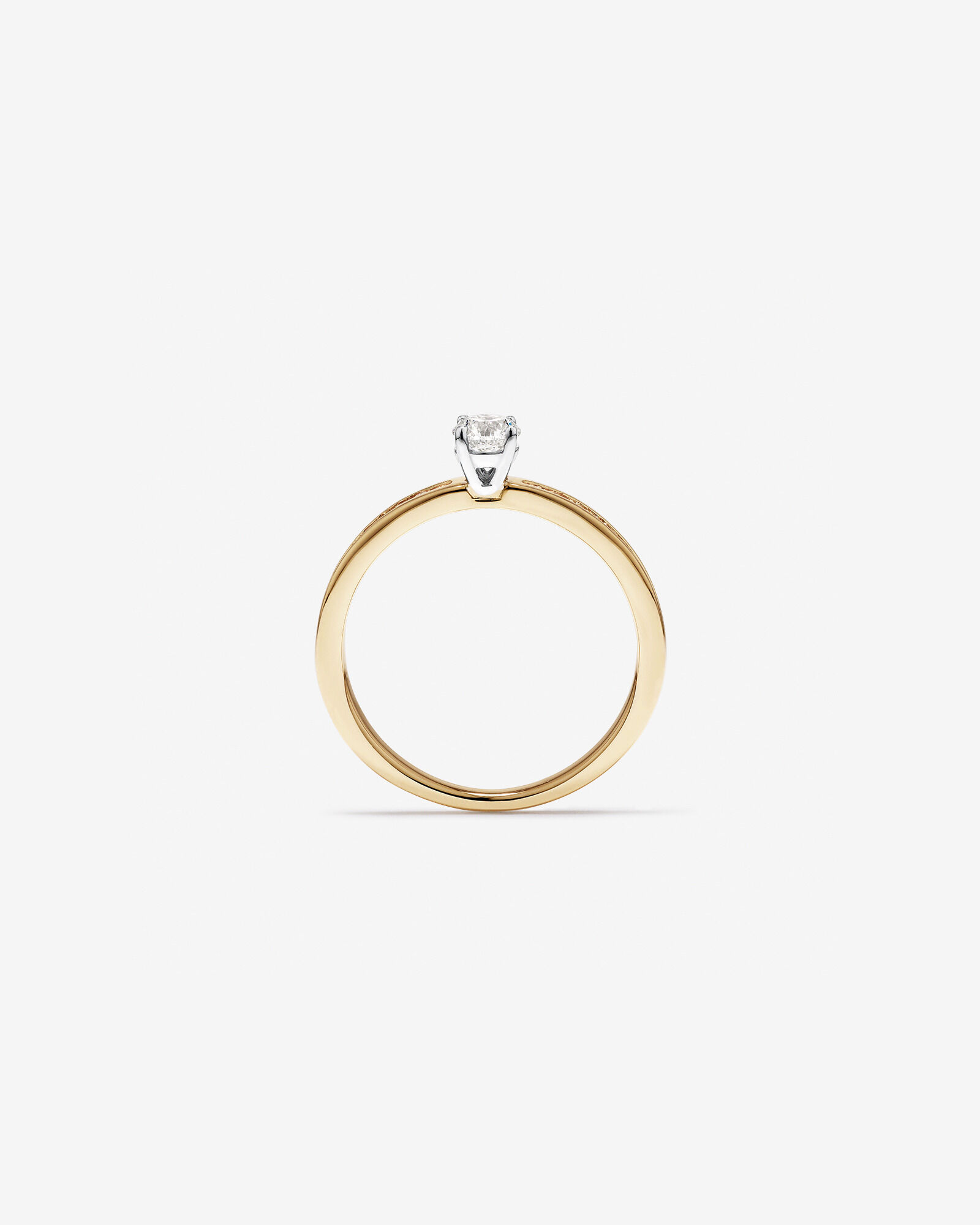 Bague avec diamant Signature 101 rond brillant de 0,45 carat TW en or jaune et blanc 14 carats