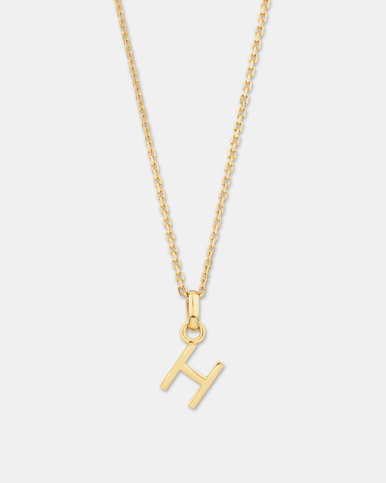 "H" Initial Pendant with Chain in 10kt Yellow Gold