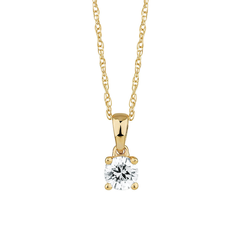Solitaire Pendant with a 1/4 Carat Diamond in 18kt Yellow Gold