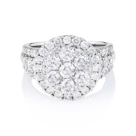 Halo Ring with 3 Carat Of Diamonds in 10kt White Gold Halo Ring with 3 Carat Of Diamonds in 10kt White Gold