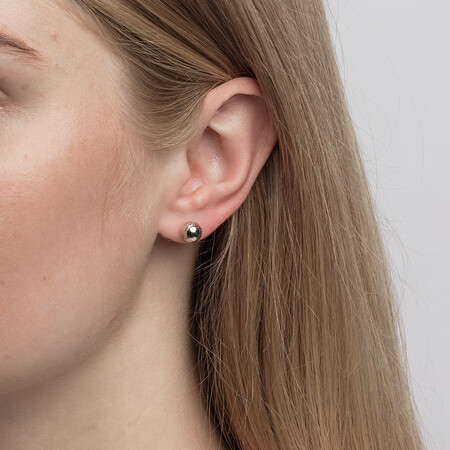 7mm Patterned Stud Earrings in 10ct White Gold 7mm Patterned Stud Earrings in 10ct White Gold