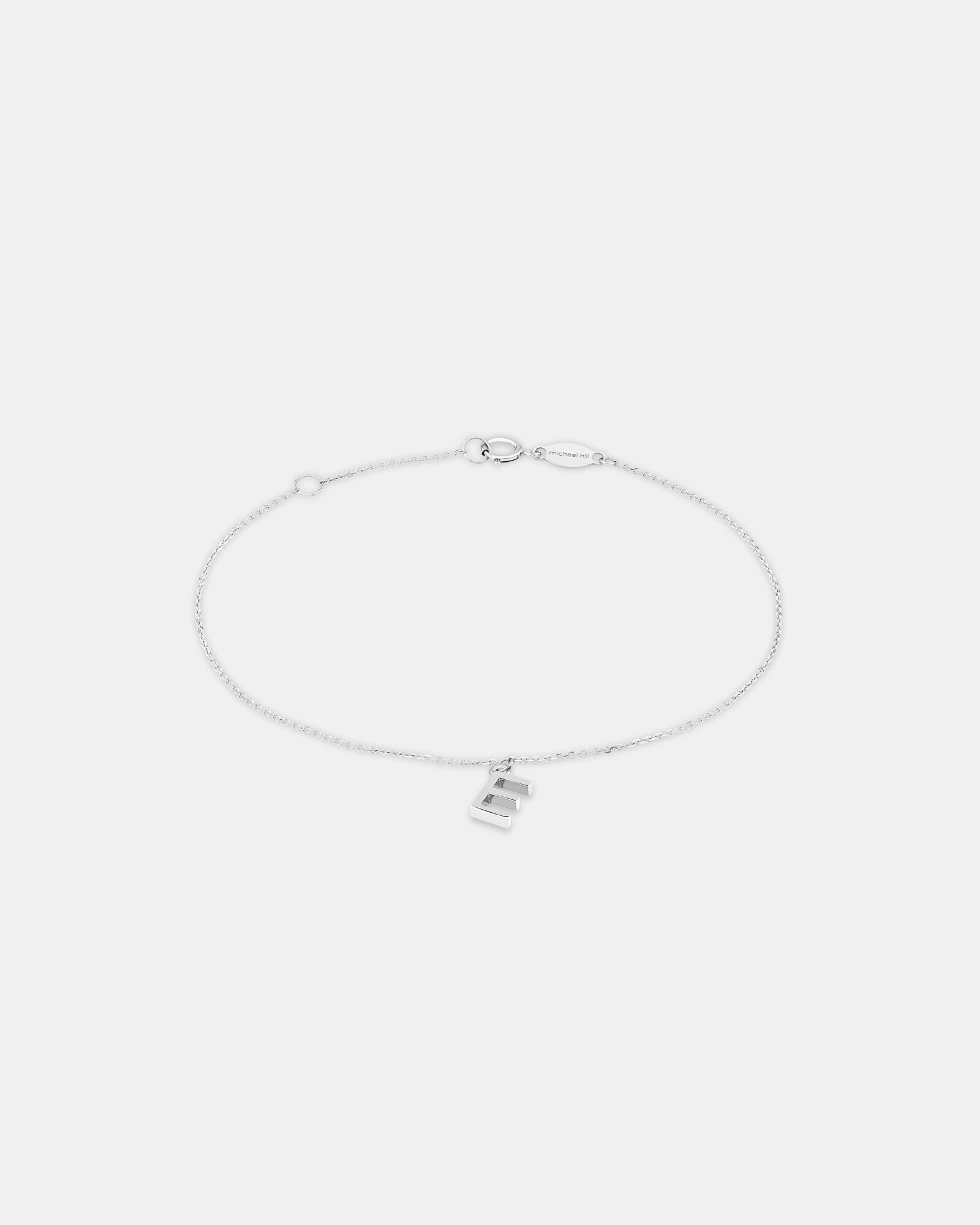 19cm (7.5") E Initial Bracelet in Sterling Silver