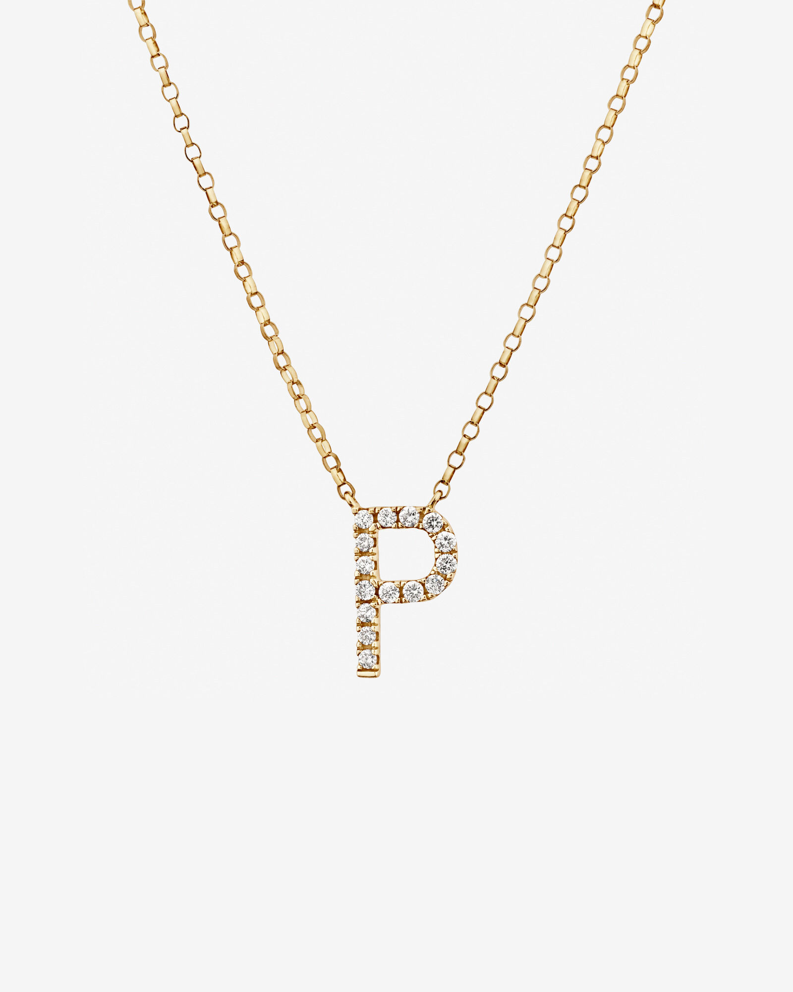 "P" Initial Necklace with 0.10 Carat TW of Diamonds in 10kt Yellow Gold