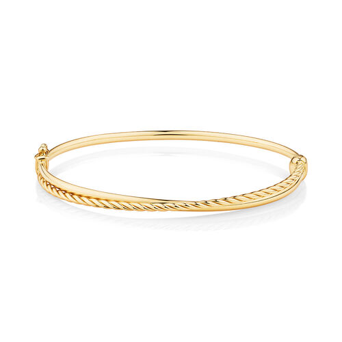 Bracelet jonc torsadé double en or jaune 10 K, 65 mm