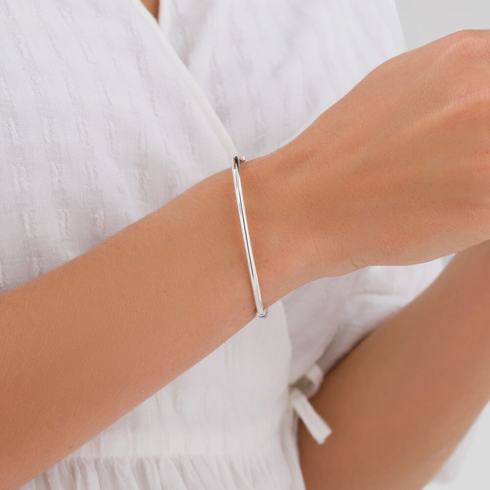60mm Hollow Tube Bangle in Sterling Silver