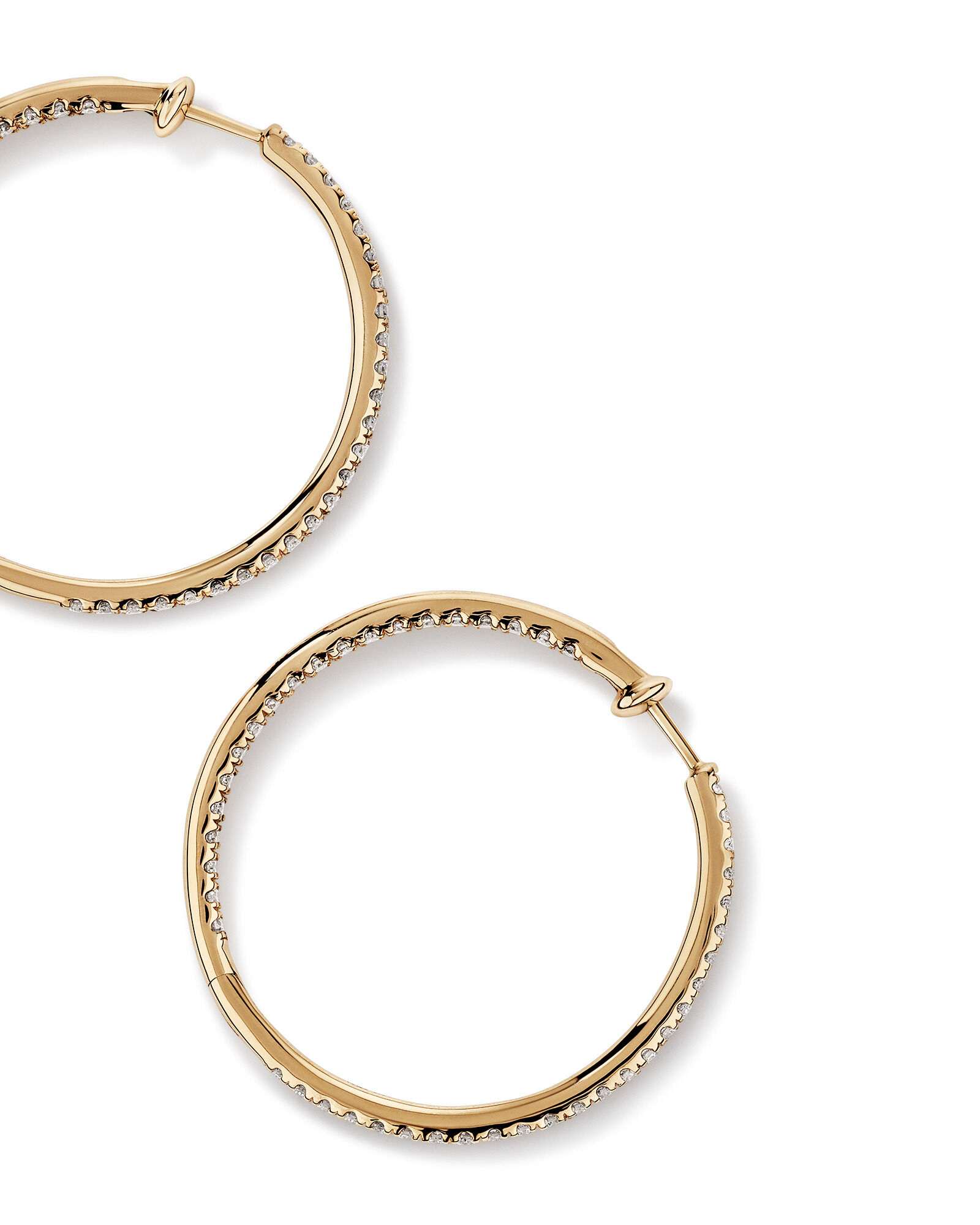 Hoop Earrings With 1.00 Carat TW of Diamonds Set 10kt Yellow Gold