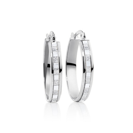 Glitter Hoop Earrings in 10kt White Gold Glitter Hoop Earrings in 10kt White Gold