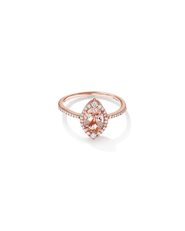 Halo Ring with Morganite & 0.20 Carat TW of Diamonds in 10kt Rose Gold Halo Ring with Morganite & 0.20 Carat TW of Diamonds in 10kt Rose Gold