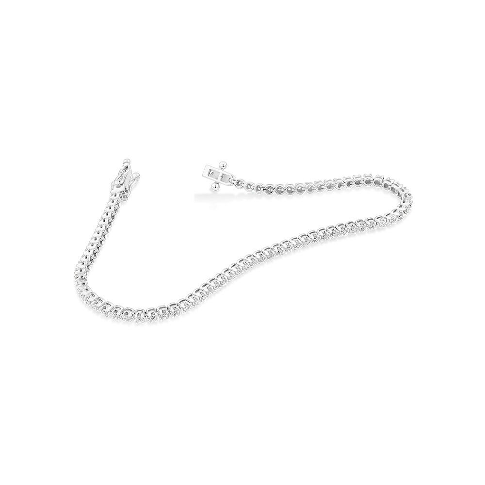 Bracelet tennis en diamants cultivés en laboratoire TW de 0,90 carat serti en or blanc 10 carats