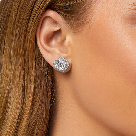 Cluster Stud Earrings with 2 Carat TW of Diamonds in 10kt White Gold Cluster Stud Earrings with 2 Carat TW of Diamonds in 10kt White Gold