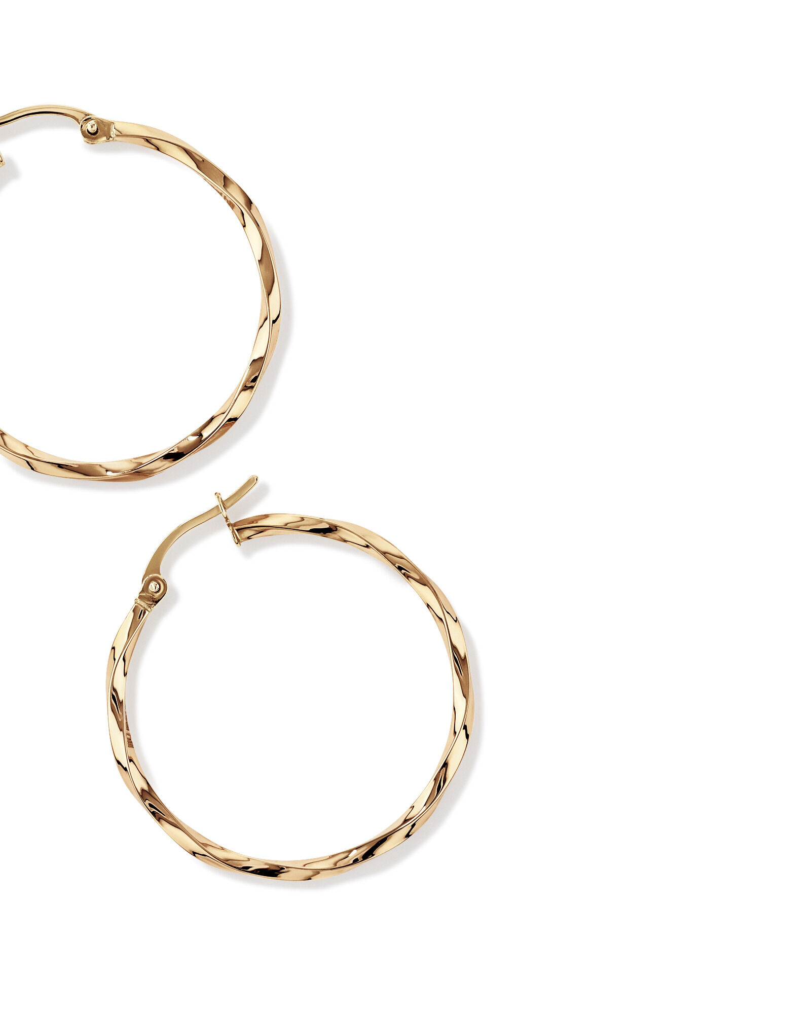 28mm Square Twist Hoop Earrings in 10kt Yellow Gold