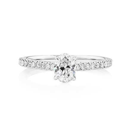 Oval Solitaire Ring with 0.70 Carat TW of Diamonds in 14kt White Gold Oval Solitaire Ring with 0.70 Carat TW of Diamonds in 14kt White Gold