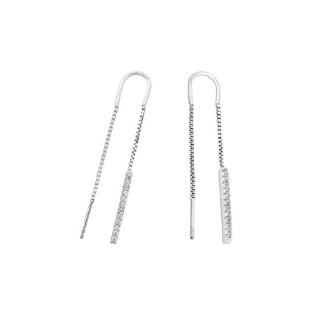 Thread Earrings with Cubic Zirconia in Sterling Silver