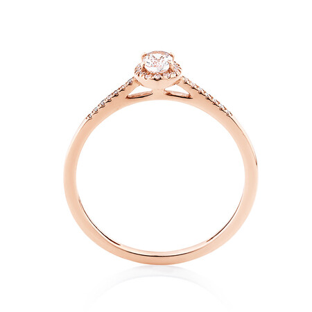 halo ring with diamonds morganite in 10kt rose gold