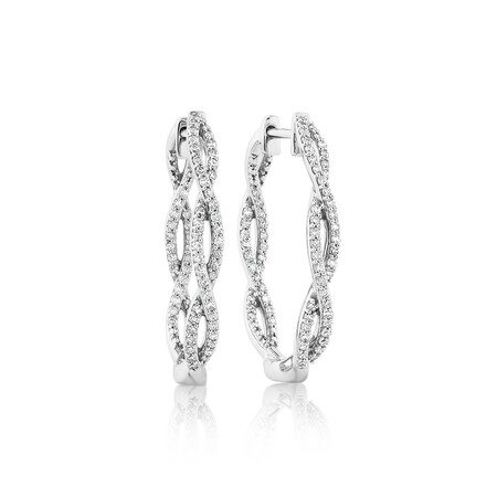 Twist Huggie Earrings with 0.50 Carat TW of Diamonds in Sterling Silver