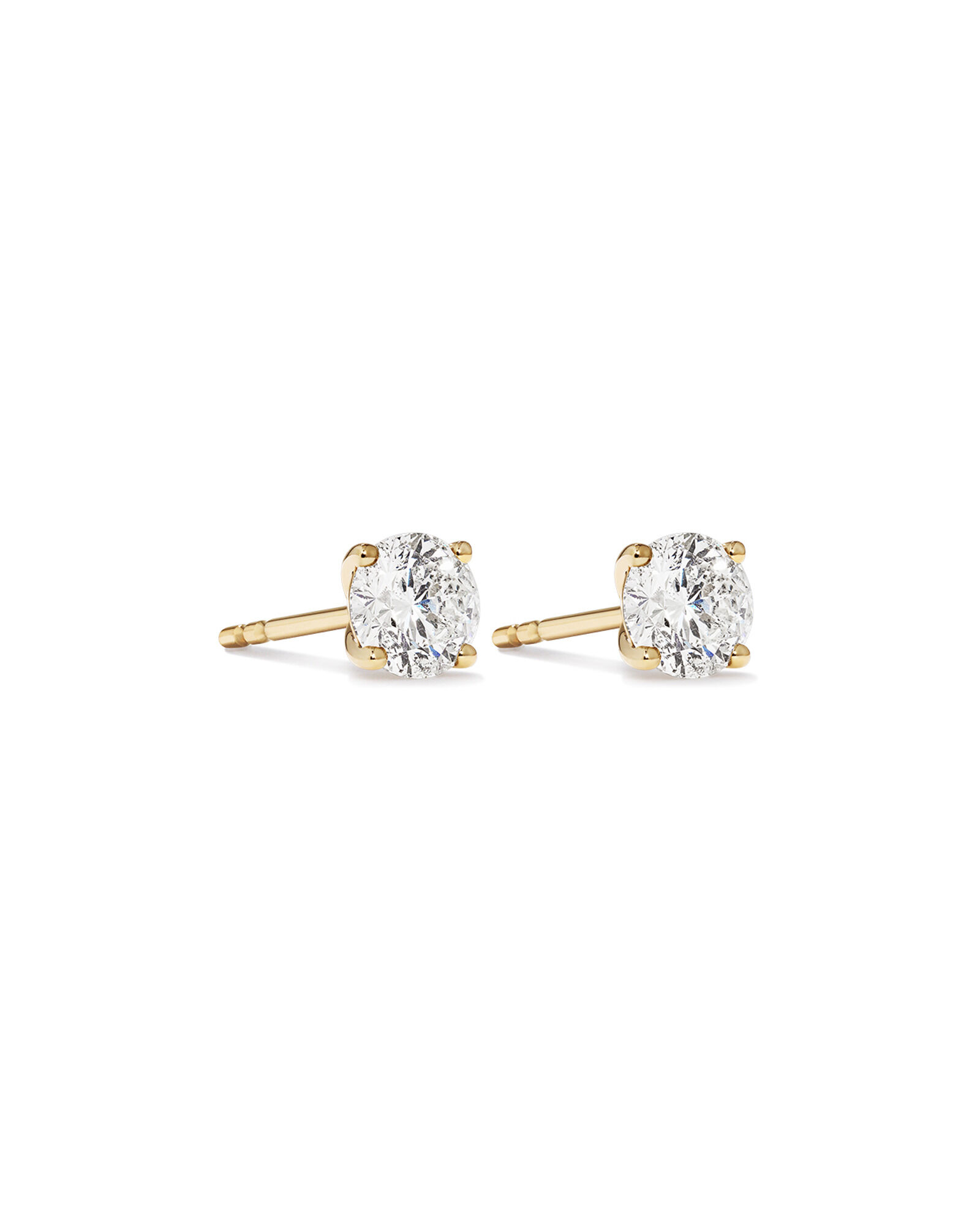 1.00 Carat TW Diamond Solitaire Stud Earrings 18kt Yellow Gold