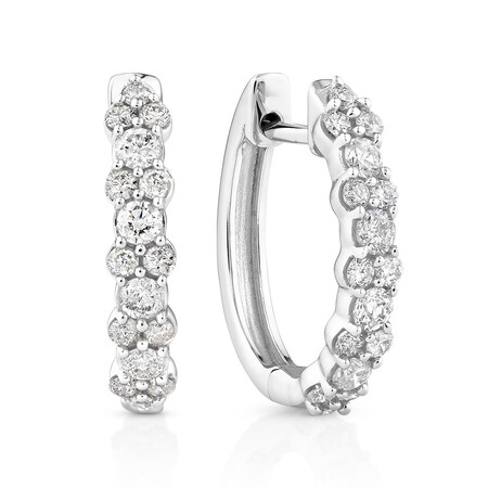 Huggie Earrings with 0.50 Carat TW of Diamonds in 10kt White Gold Huggie Earrings with 0.50 Carat TW of Diamonds in 10kt White Gold