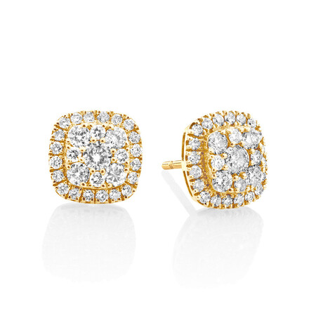 Cluster Stud Earrings with 1 Carat TW of Diamonds in 10kt Yellow Gold Cluster Stud Earrings with 1 Carat TW of Diamonds in 10kt Yellow Gold