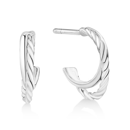 12mm Twist Huggie Earrings in Sterling Silver 12mm Twist Huggie Earrings in Sterling Silver