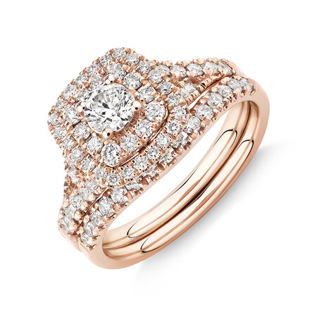 Bridal Set with 1.18 Carat TW of Diamonds in 14kt Rose Gold Bridal Set with 1.18 Carat TW of Diamonds in 14kt Rose Gold