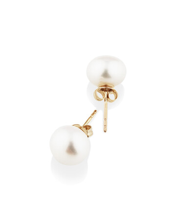 Stud Earrings with 9mm Button Cultured Freshwater Pearl in 10kt Yellow Gold Stud Earrings with 9mm Button Cultured Freshwater Pearl in 10kt Yellow Gold