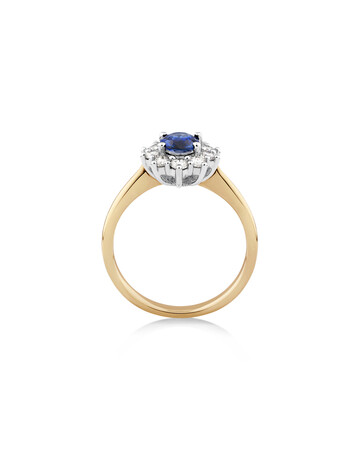 Ring with Ceylonese Sapphire & 1/2 Carat TW of Diamonds in 14kt Yellow & White Gold Ring with Ceylonese Sapphire & 1/2 Carat TW of Diamonds in 14kt Yellow & White Gold