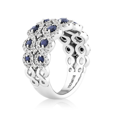 2 Row Ring with Sapphire & 0.80 Carat TW of Diamonds in 14kt White Gold 2 Row Ring with Sapphire & 0.80 Carat TW of Diamonds in 14kt White Gold
