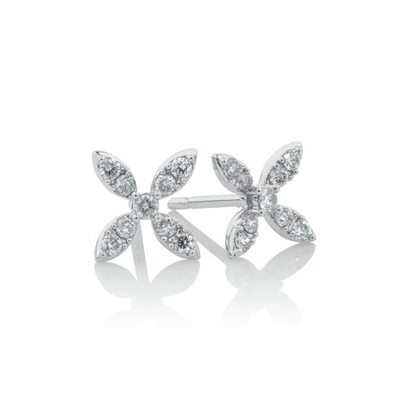 Flower Stud Earrings with 1/4 Carat TW of Diamonds in 10kt White Gold