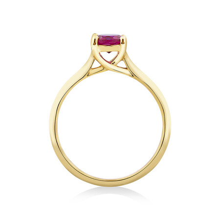 Ring with Created Ruby in 10kt Yellow Gold Ring with Created Ruby in 10kt Yellow Gold