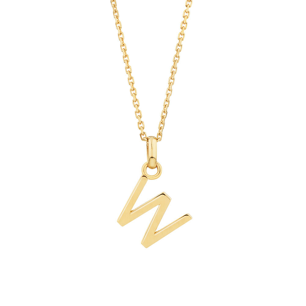 W Initial Pendant in 10kt Yellow Gold