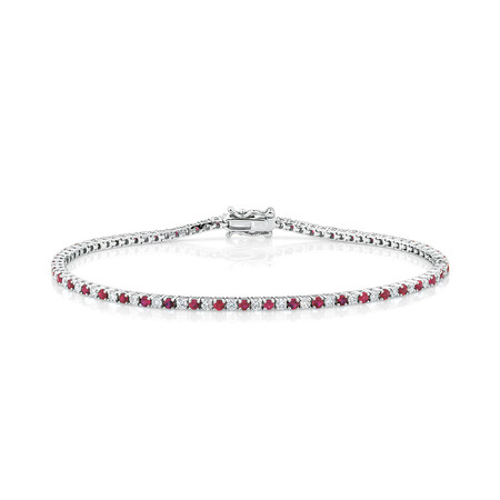 Tennis Bracelet with Natural Ruby & 1 Carat TW of Diamonds in 10kt White Gold Tennis Bracelet with Natural Ruby & 1 Carat TW of Diamonds in 10kt White Gold
