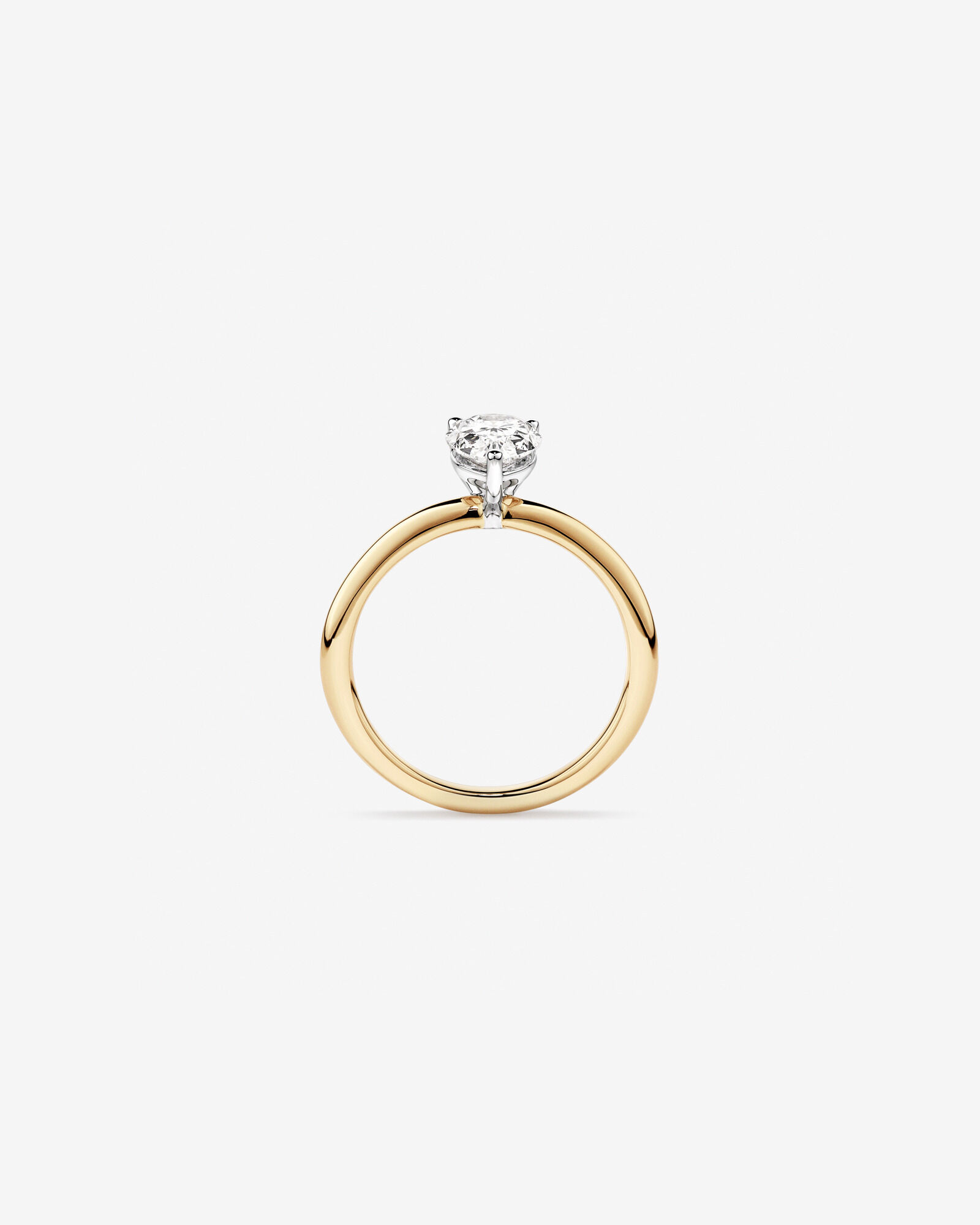 Bague De Fiançailles Solitaire En Diamant De Laboratoire Poire De 1,25 Carat Poids Total En Or Jaune Et Blanc 14 Carats