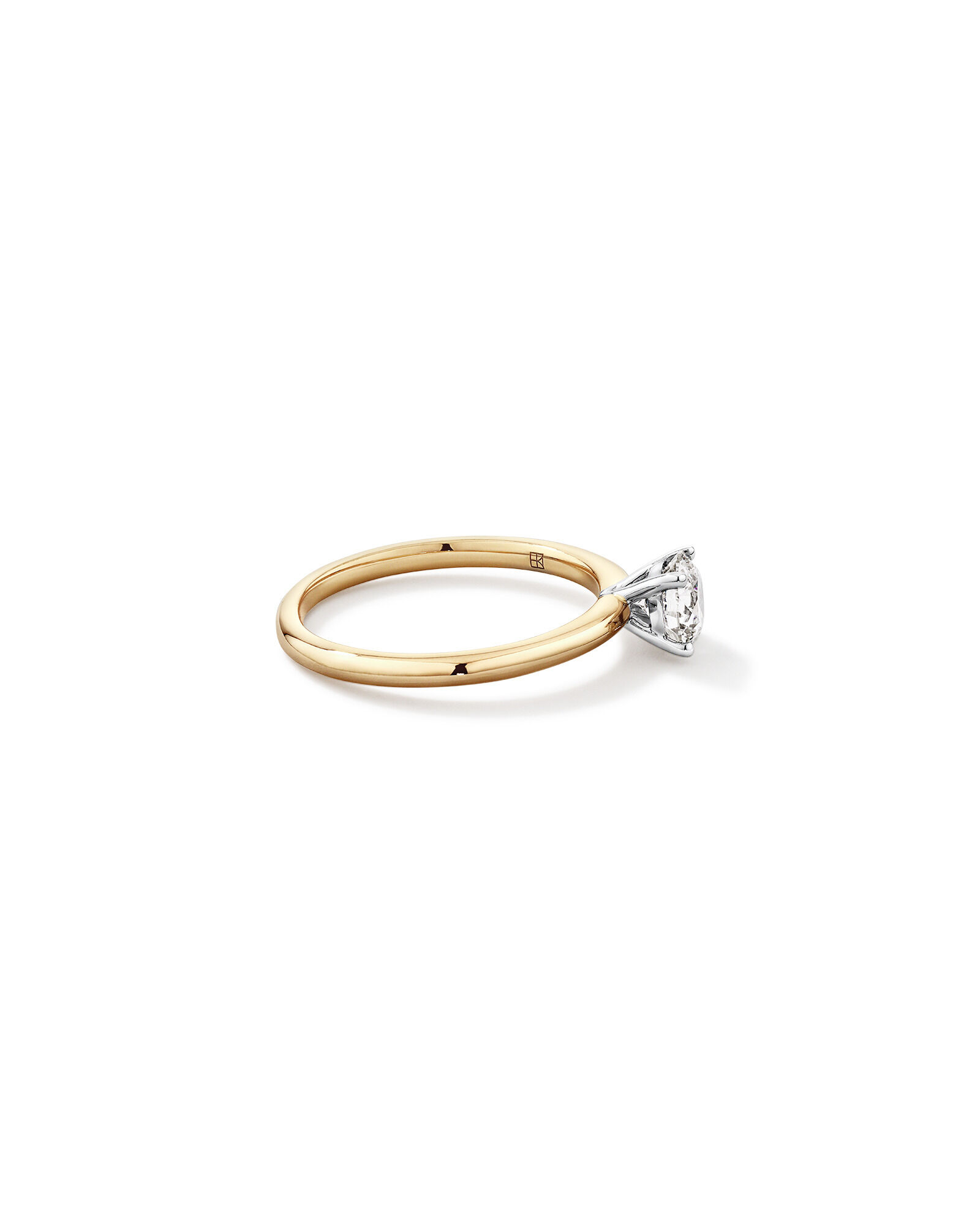0,70 Carat Poids Total Bague De Fiançailles Solitaire En Diamant De Laboratoire Rond Brillant En Or Jaune Et Blanc 14 Carats