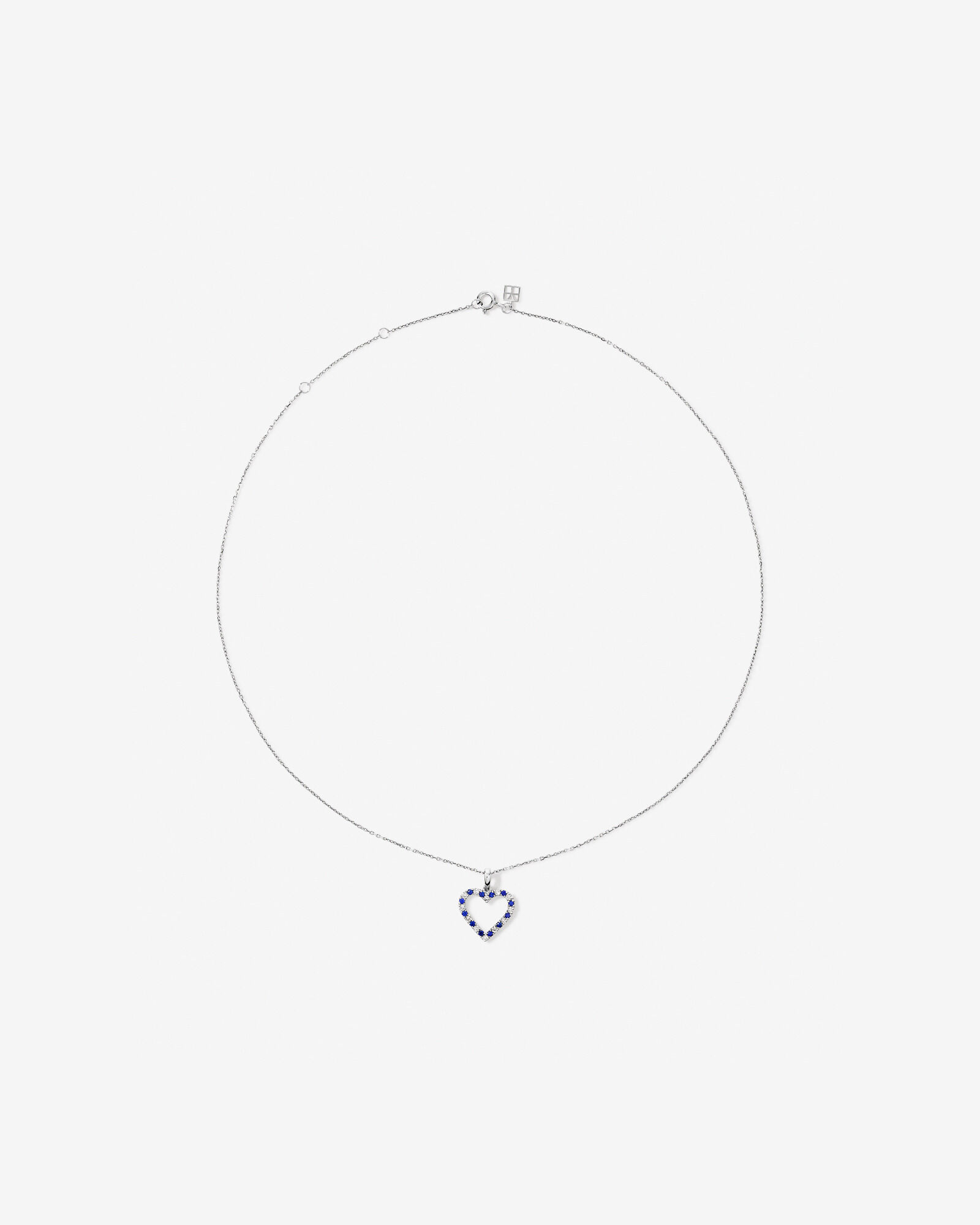 Heart Necklace with Created Blue Sapphire & 0.16 Carat TW of Diamonds in Sterling Silver