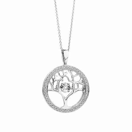 Everlight Tree of Life Pendant with Diamonds in Sterling Silver