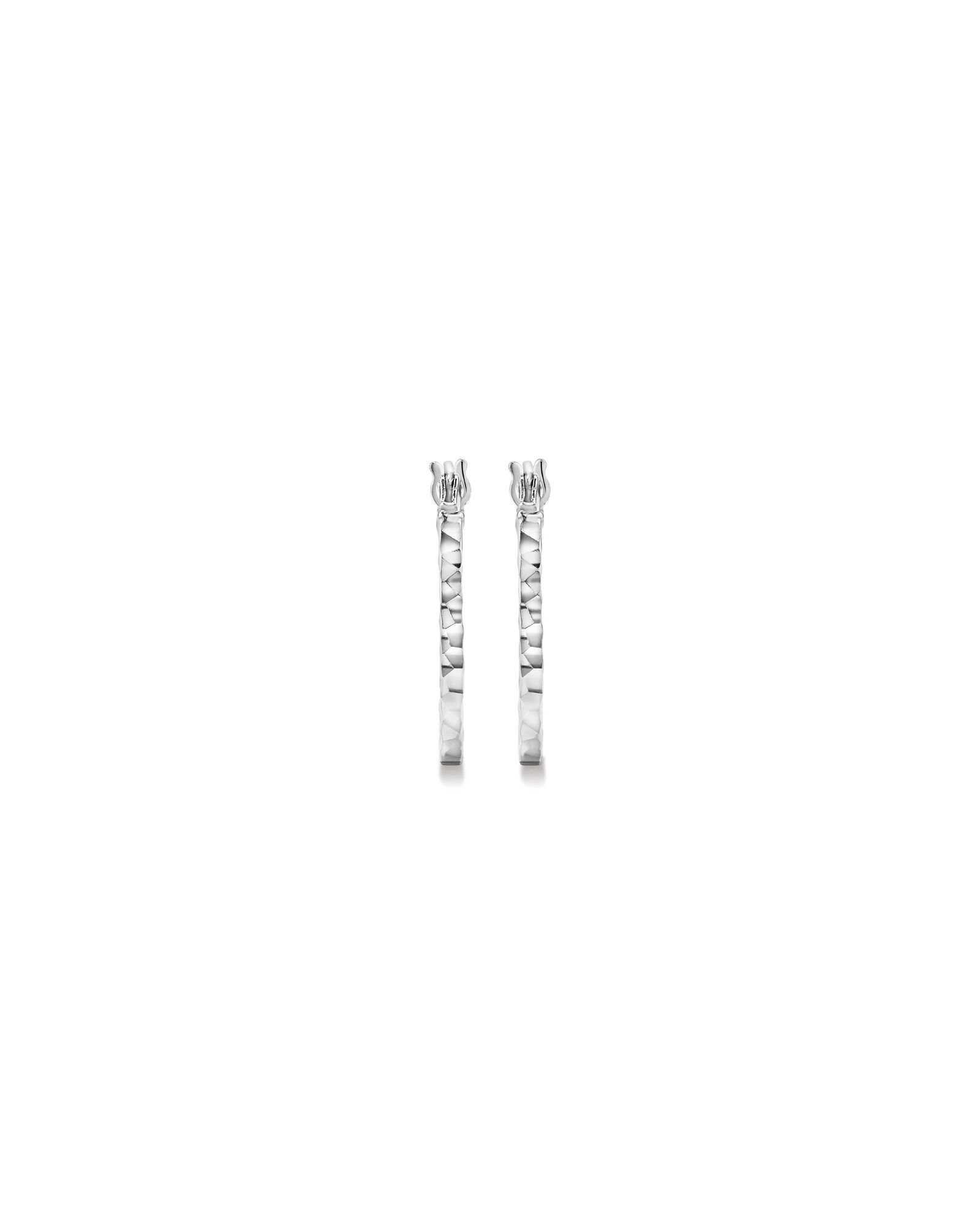 Diamond Cut Paperclip Hoop Huggie Earrings in Sterling Silver