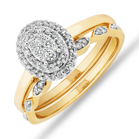 Evermore Double Halo Bridal Set with 0.25 Carat TW of Diamonds in 10kt Yellow & White Gold Evermore Double Halo Bridal Set with 0.25 Carat TW of Diamonds in 10kt Yellow & White Gold