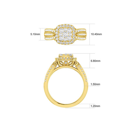 Cluster Halo Ring with 1 Carat TW of Diamonds in 10kt Yellow Gold Cluster Halo Ring with 1 Carat TW of Diamonds in 10kt Yellow Gold